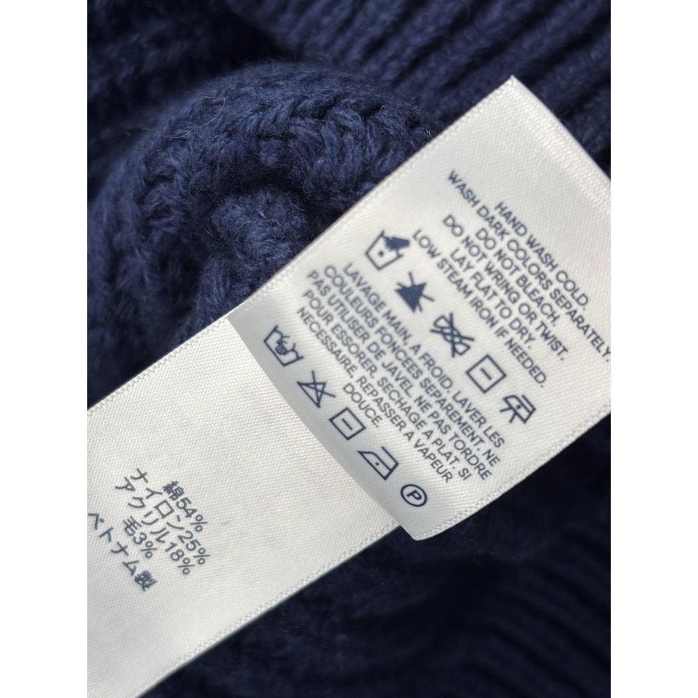 Lands' End Sweater Womens M Blue White Star Graphic Knit Pullover Winter Warm - Picture 6 of 15